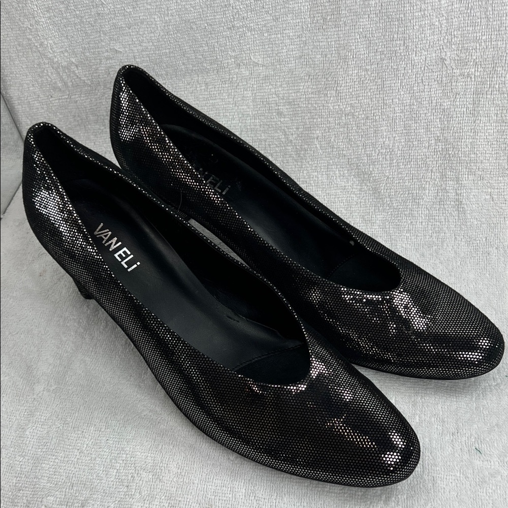 Vaneli Shimmering Black Heels